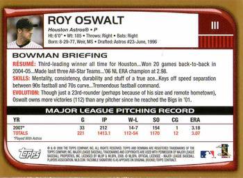 2008 Bowman - Gold #111 Roy Oswalt Back