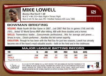 2008 Bowman - Gold #121 Mike Lowell Back