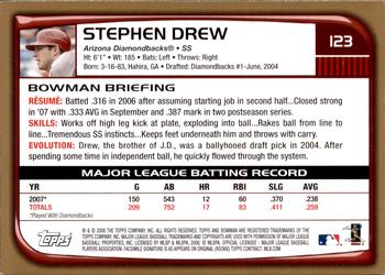 2008 Bowman - Gold #123 Stephen Drew Back
