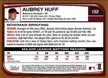 2008 Bowman - Gold #132 Aubrey Huff Back