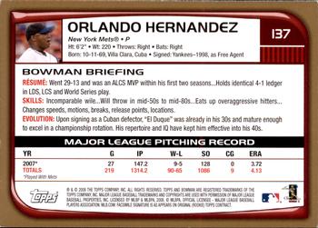 2008 Bowman - Gold #137 Orlando Hernandez Back
