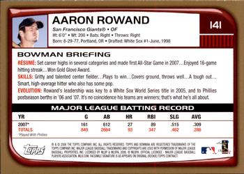 2008 Bowman - Gold #141 Aaron Rowand Back