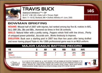 2008 Bowman - Gold #146 Travis Buck Back