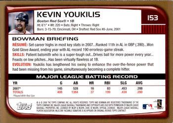 2008 Bowman - Gold #153 Kevin Youkilis Back