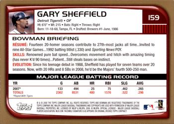 2008 Bowman - Gold #159 Gary Sheffield Back