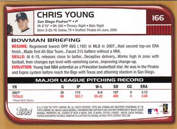 2008 Bowman - Gold #166 Chris Young Back