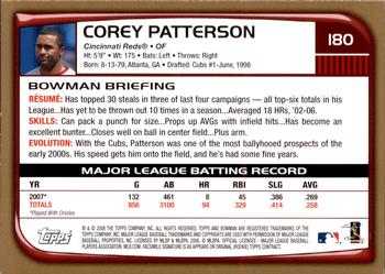 2008 Bowman - Gold #180 Corey Patterson Back