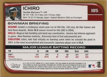 2008 Bowman - Gold #185 Ichiro Suzuki Back