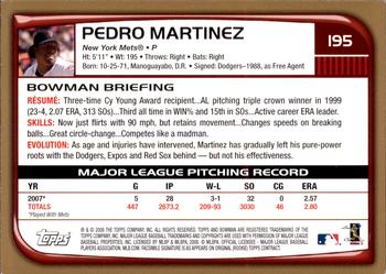 2008 Bowman - Gold #195 Pedro Martinez Back
