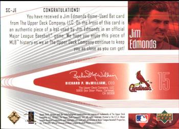 2002 Upper Deck Rookie Debut - Solid Contact #SC-JE Jim Edmonds Back