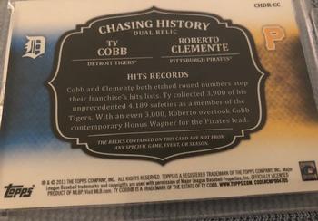 2013 Topps - Chasing History Dual Relics #CHDR-CC Roberto Clemente / Ty Cobb Back