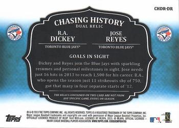 2013 Topps - Chasing History Dual Relics #CHDR-DR Jose Reyes / R.A. Dickey Back