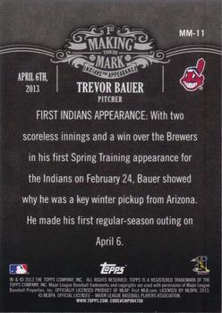2013 Topps - Making Their Mark #MM-11 Trevor Bauer Back