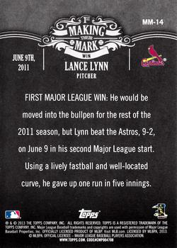 2013 Topps - Making Their Mark #MM-14 Lance Lynn Back