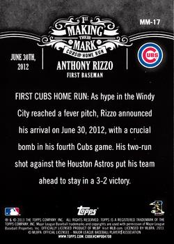 2013 Topps - Making Their Mark #MM-17 Anthony Rizzo Back