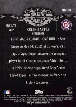 2013 Topps - Making Their Mark #MM-19 Bryce Harper Back