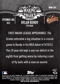 2013 Topps - Making Their Mark #MM-20 Dylan Bundy Back