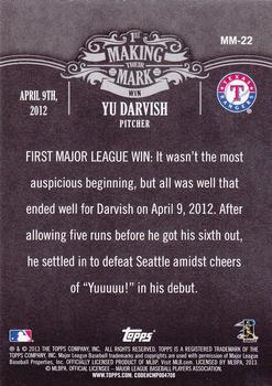 2013 Topps - Making Their Mark #MM-22 Yu Darvish Back
