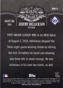 2013 Topps - Making Their Mark #MM-5 Jeremy Hellickson Back