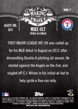 2013 Topps - Making Their Mark #MM-7 Mike Olt Back