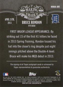 2013 Topps - Making Their Mark Autographs #MMA-BR Bruce Rondon Back