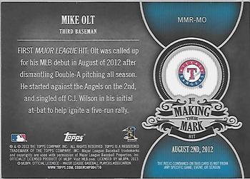2013 Topps - Making Their Mark Relics #MMR-MO Mike Olt Back