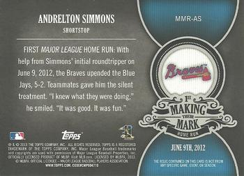 2013 Topps - Making Their Mark Relics #MMR-AS Andrelton Simmons Back