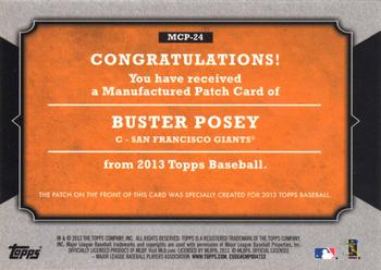 2013 Topps - Manufactured Topps Card Patch #MCP-24 Buster Posey Back