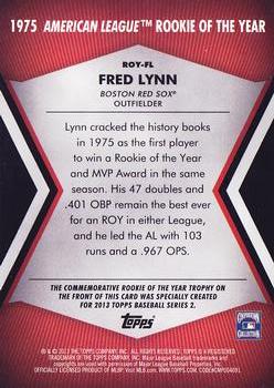 2013 Topps - Rookie of the Year Award Winners Trophy #ROY-FL Fred Lynn Back