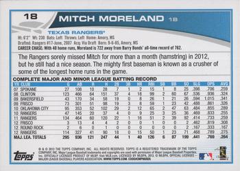 2013 Topps - Silver Slate Blue Sparkle #18 Mitch Moreland Back