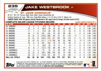 2013 Topps - Silver Slate Blue Sparkle #235 Jake Westbrook Back