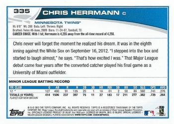 2013 Topps - Silver Slate Blue Sparkle #335 Chris Herrmann Back