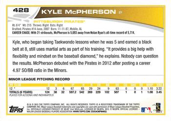 2013 Topps - Silver Slate Blue Sparkle #428 Kyle McPherson Back