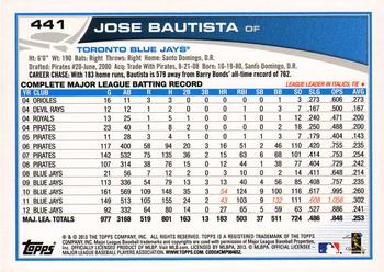 2013 Topps - Silver Slate Blue Sparkle #441 Jose Bautista Back