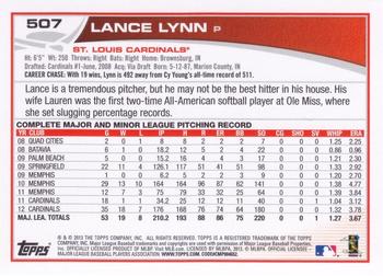 2013 Topps - Silver Slate Blue Sparkle #507 Lance Lynn Back