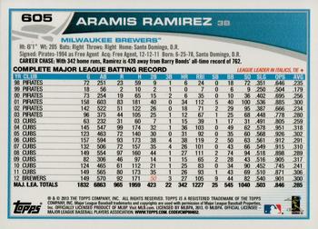 2013 Topps - Silver Slate Blue Sparkle #605 Aramis Ramirez Back