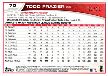 2013 Topps - Silver Slate Framed #70 Todd Frazier Back