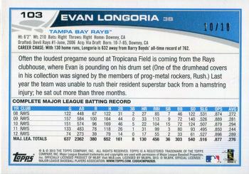 2013 Topps - Silver Slate Framed #103 Evan Longoria Back