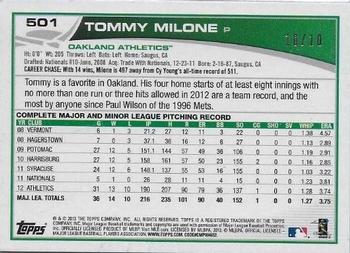 2013 Topps - Silver Slate Framed #501 Tommy Milone Back
