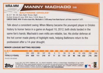 2013 Topps - Silver Slate Wrapper Redemption Autographs #WRA-MM Manny Machado Back