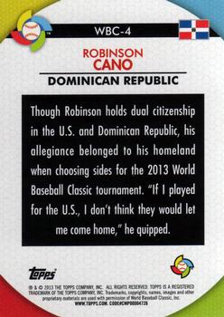 2013 Topps - WBC Stars #WBC-4 Robinson Cano Back
