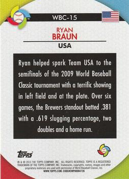 2013 Topps - WBC Stars #WBC-15 Ryan Braun Back