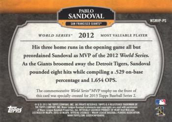 2013 Topps - World Series MVP Award Winners Trophy #WSMVP-PS Pablo Sandoval Back