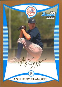 2008 Bowman - Prospects Gold #BP12 Anthony Claggett Front