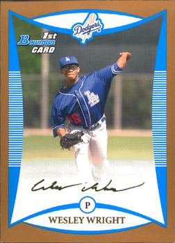2008 Bowman - Prospects Gold #BP19 Wesley Wright Front