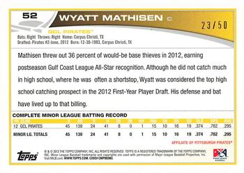 2013 Topps Pro Debut - Gold #52 Wyatt Mathisen Back
