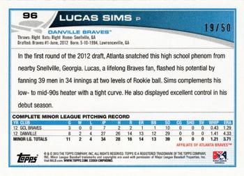 2013 Topps Pro Debut - Gold #96 Lucas Sims Back