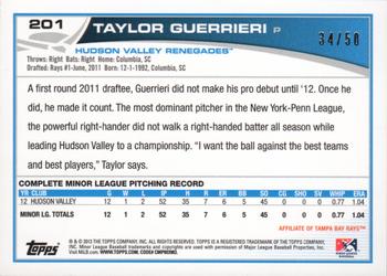 2013 Topps Pro Debut - Gold #201 Taylor Guerrieri Back