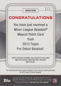 2013 Topps Pro Debut - Mascots Red #MAS-MM Mr. Moon Back