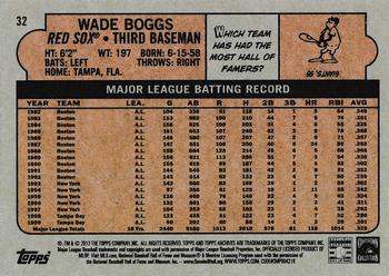 2013 Topps Archives - Orange Day Glow #32 Wade Boggs Back